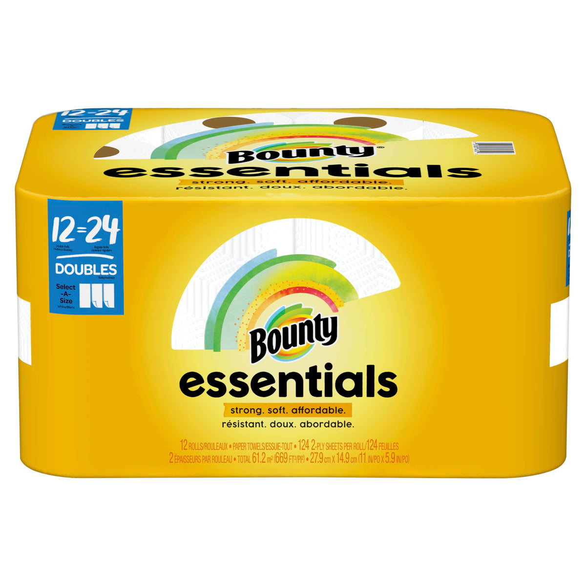 Bounty Essentials Select-A-Size Paper Towels, 6 Double Rolls, White, 108 Sheets Per Roll