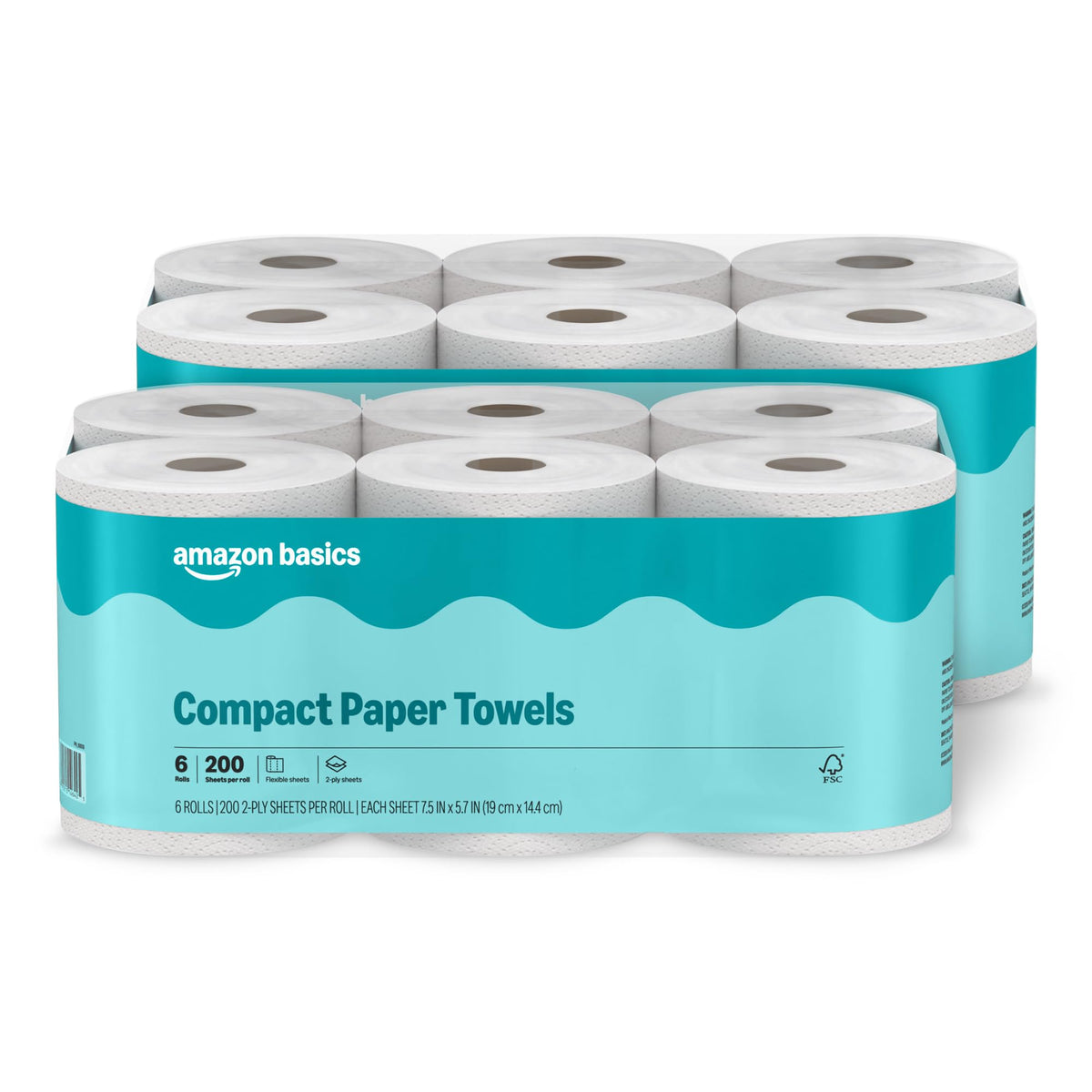 Amazon Basics Compact Paper Towel 200 sheets 12 ct