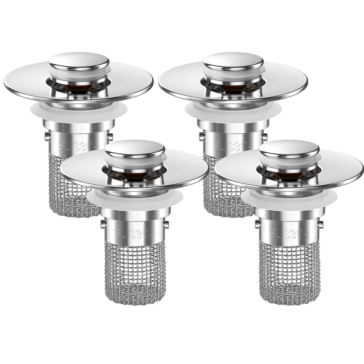 Bathroom Sink Drain Strainer,(2PCS) Pop-up Sink Drain Strainer with Removable Stainless Steel Strainer Basket Hair Catcher, Bathroom Sink Strainer for Bathroom Sink Stopper Replacement