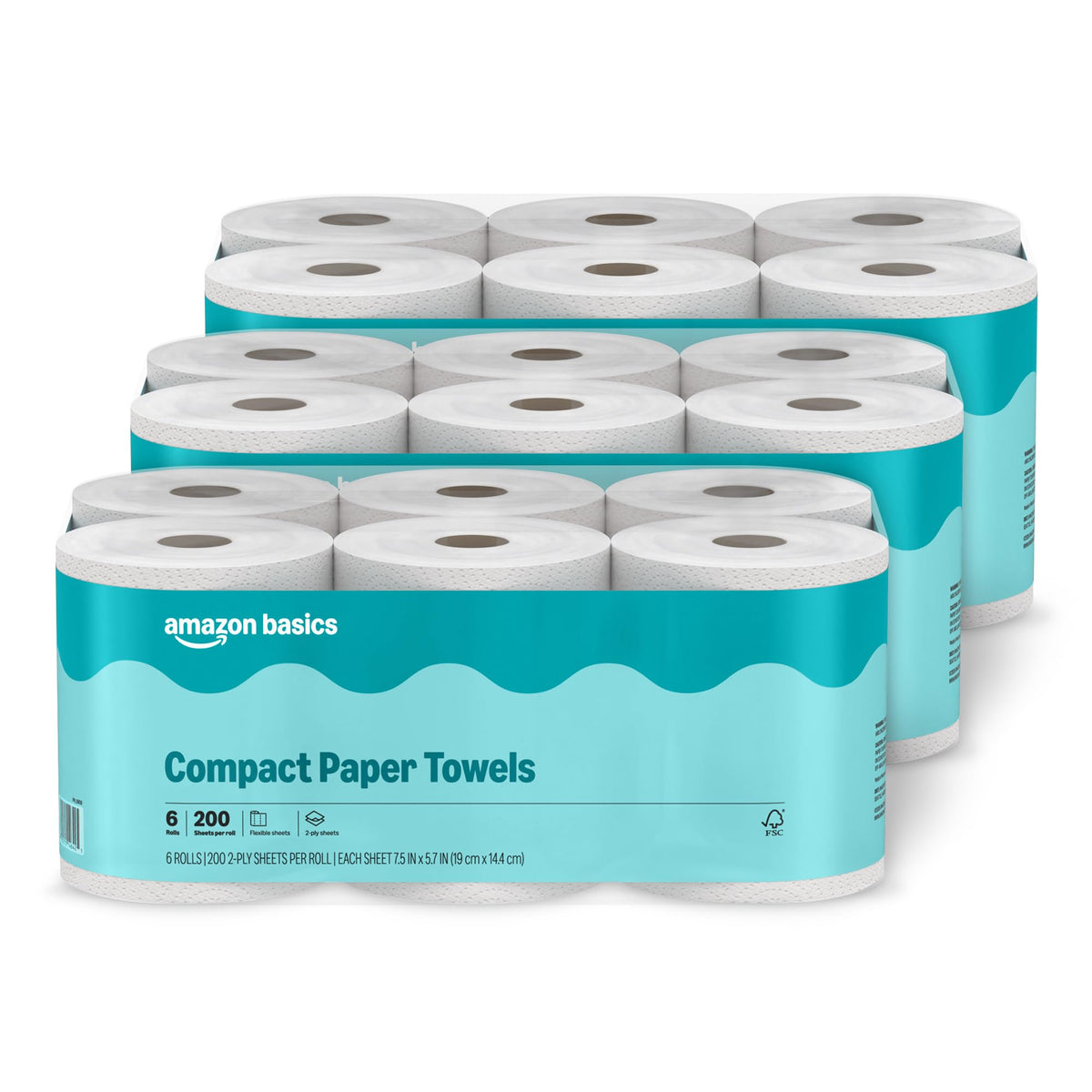 Amazon Basics Compact Paper Towel 200 sheets 12 ct