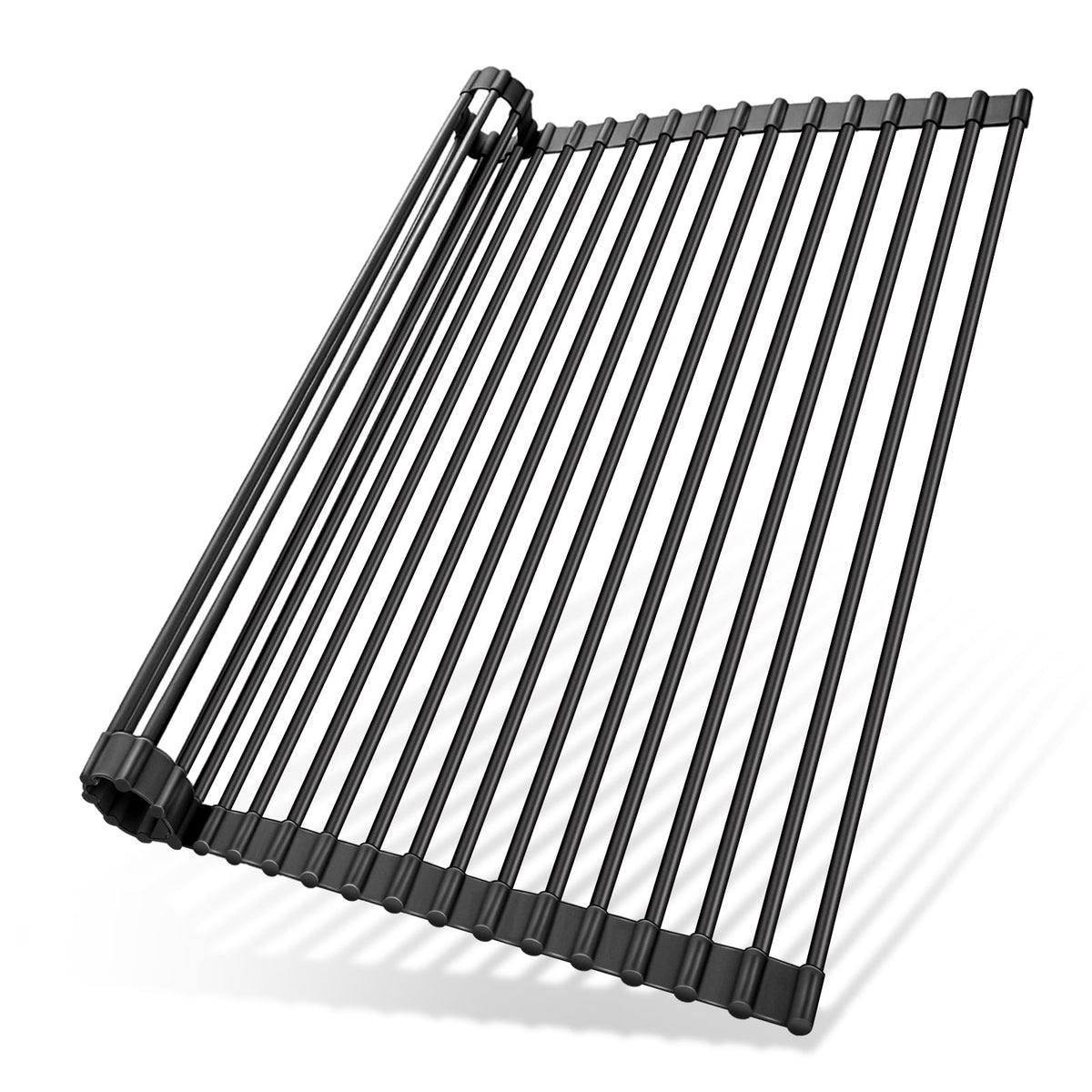 Ohuhu Over Sink Dish Drying Rack Silicone Wrapped 17.6" W x 15.4" L Large Over the Sink Roll Up Dish Drainer - Foldable Sink Drying Rack Rolling Drain Mats Anti-Slip Multipurpose for Kitchen Counter