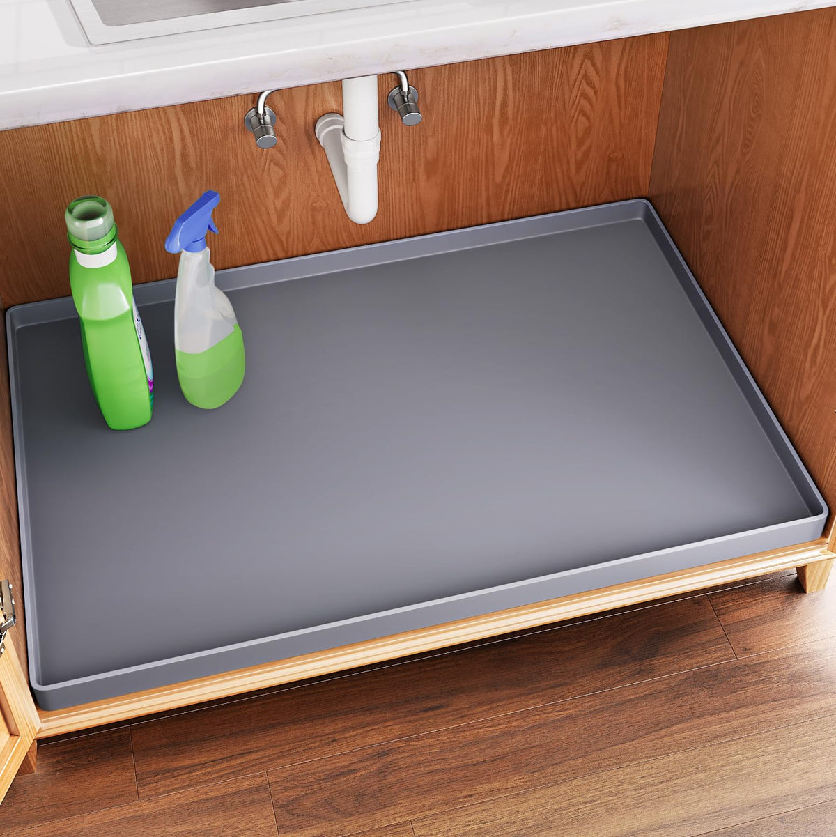 FLATO Waterproof Under Sink Mat, 34" x 22", Dark Gray