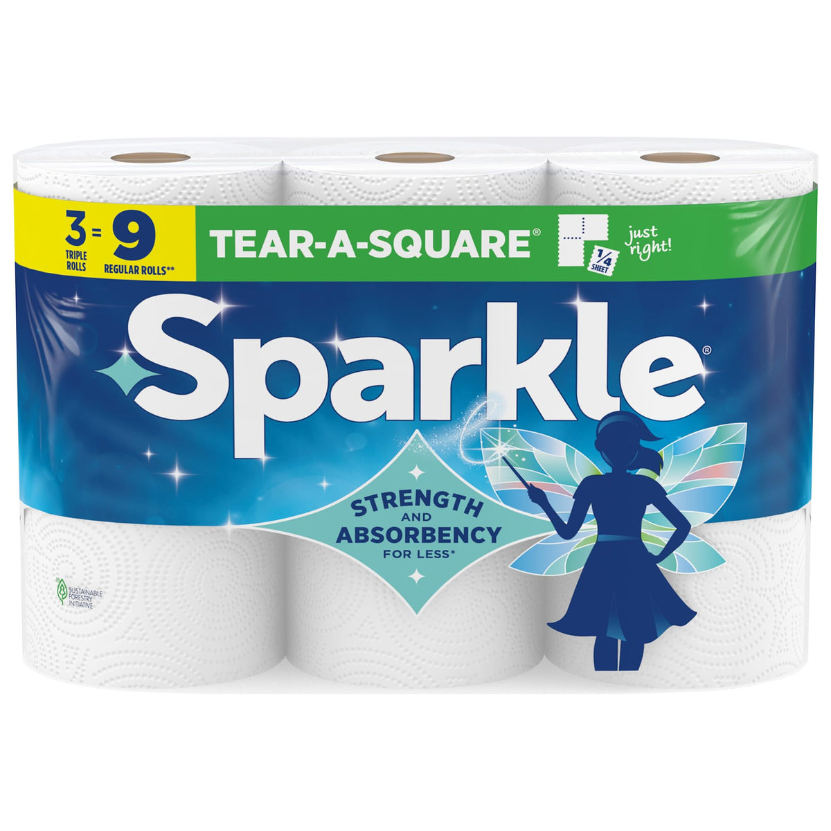 Sparkle Tear-A-Square Kitchen Paper Towels, 2 Double Rolls, 220 Sheets