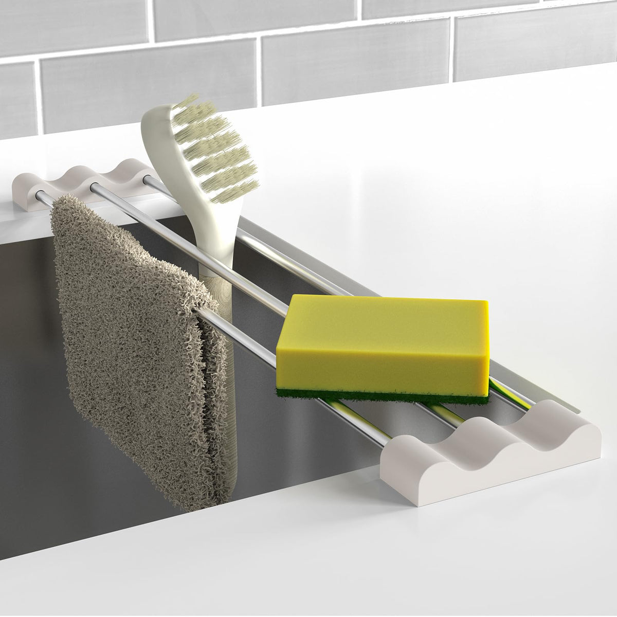 Tomorotec Adjustable Over-The-Sink Kitchen Rack, BPA-Free, Gray