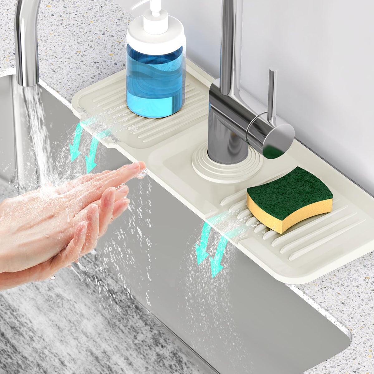 24'' Longer Faucet Mat for Kitchen Sink Splash Guard Drain Mat Behind Fauce