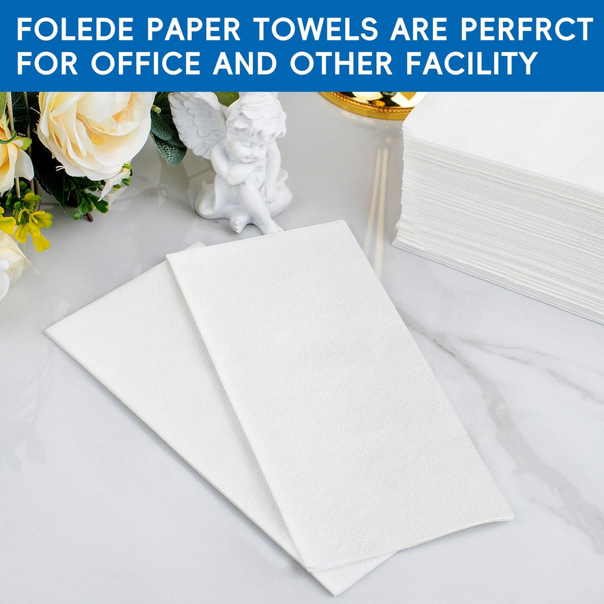 JEBBLAS 100Pcs Disposable Guest Towels, Linen Feel Hand Towels, Cloth-Like Paper Napkins, Soft, Absorbent Paper Hand Towel for Kitchen, Parties, Bathroom, Restaurant, Events, 7.8” X 15.7” White