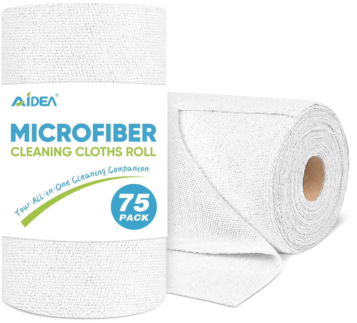 AIDEA Microfiber Cleaning Cloth Roll-50PK, Reusable Paper Towels 11.5×11.5"