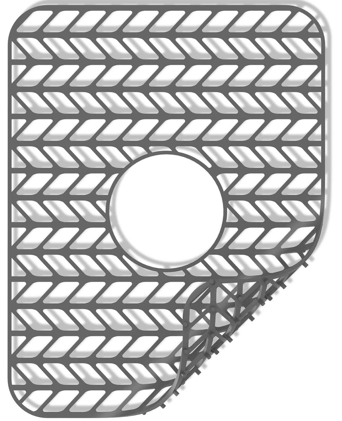 GUUKIN Sink Protectors for Kitchen Sink, 26''x 14'' Silicone Kitchen Sink Mat Grid for Bottom of Farmhouse Stainless Steel Porcelain Sink with Rear Drain (Grey)
