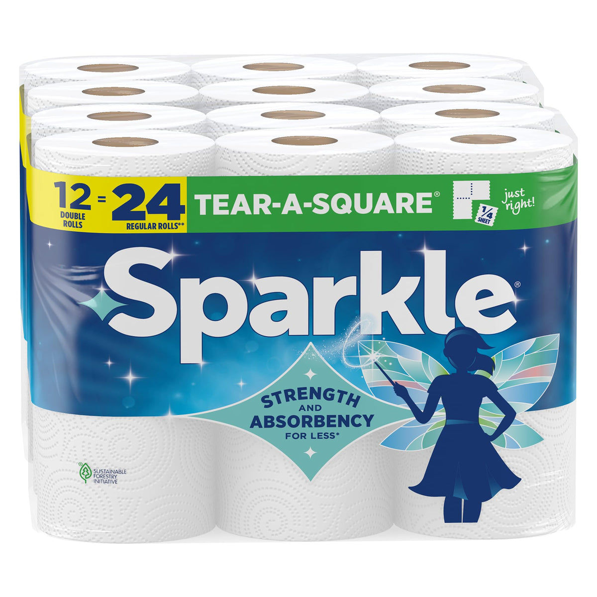 Sparkle Tear-A-Square Kitchen Paper Towels, 2 Double Rolls, 220 Sheets