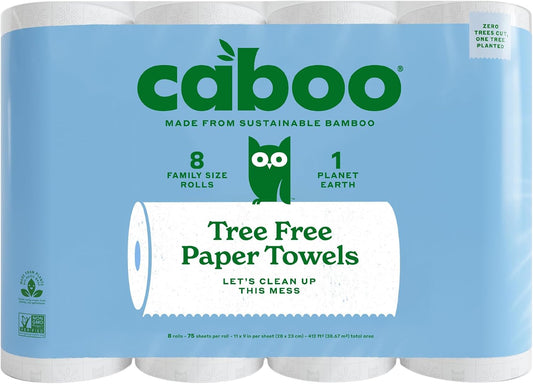 Caboo Tree Free Paper Towels, Sustainable, Toxin Free, 8 Family Size Rolls
