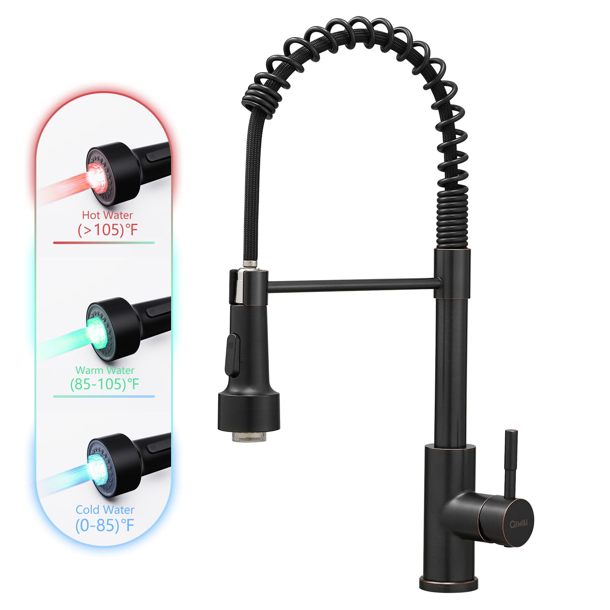 GIMILI Black Kitchen Faucet with Pull Down Sprayer