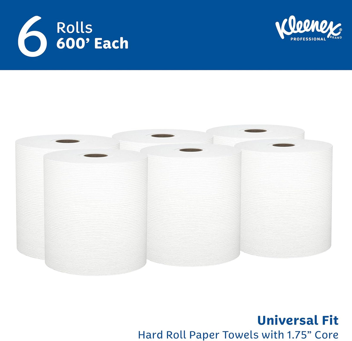 Kleenex Professional Hard Roll Paper Towels, Bulk, 6 Rolls x 600' (50606)