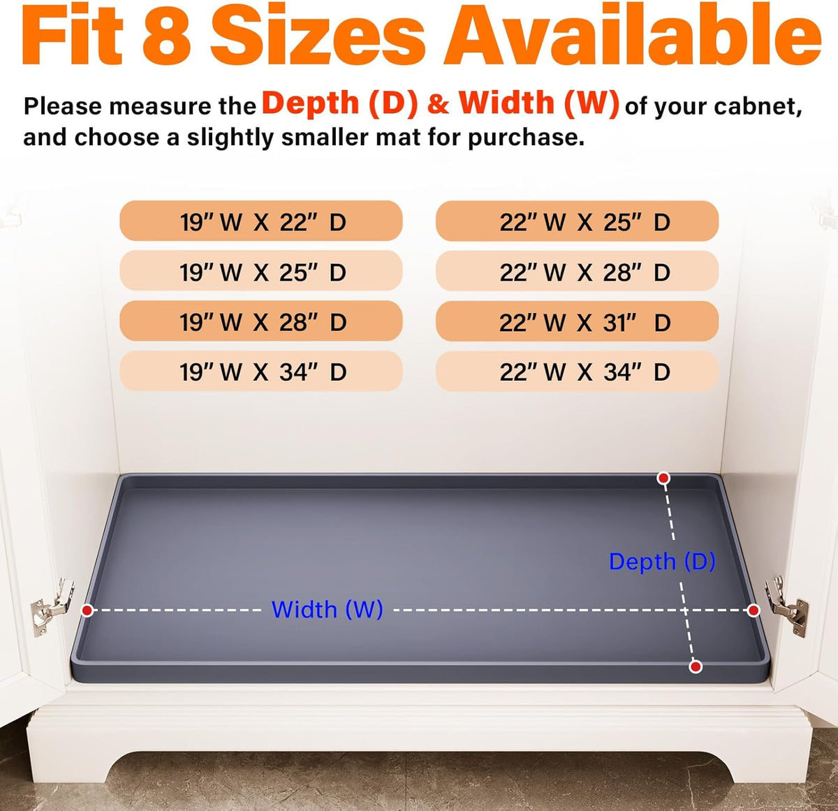 FLATO Waterproof Under Sink Mat, 34" x 22", Dark Gray
