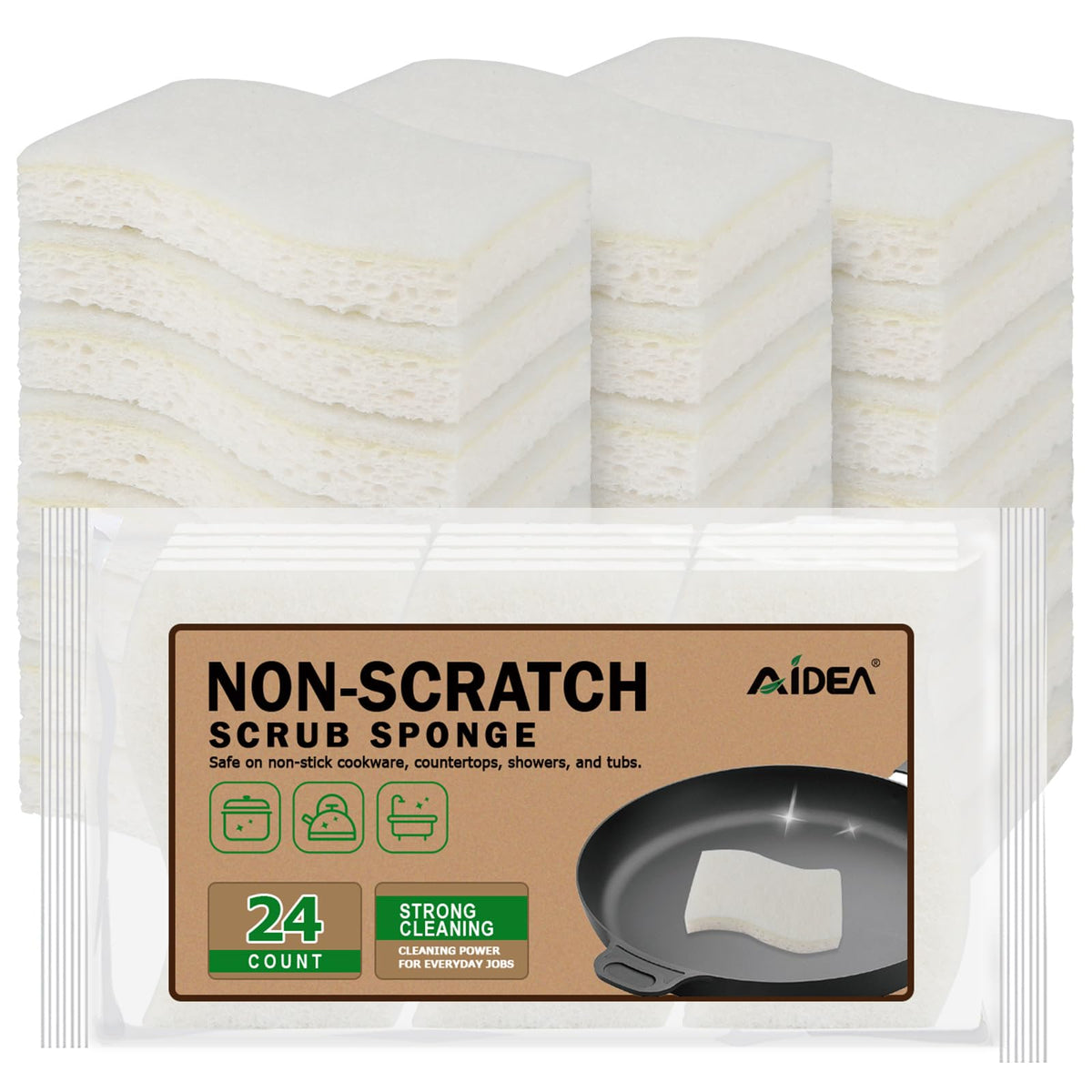 AIDEA Sponges Kitchen, 9Count, Dish Sponges, Heavy-Duty Scrub Sponge