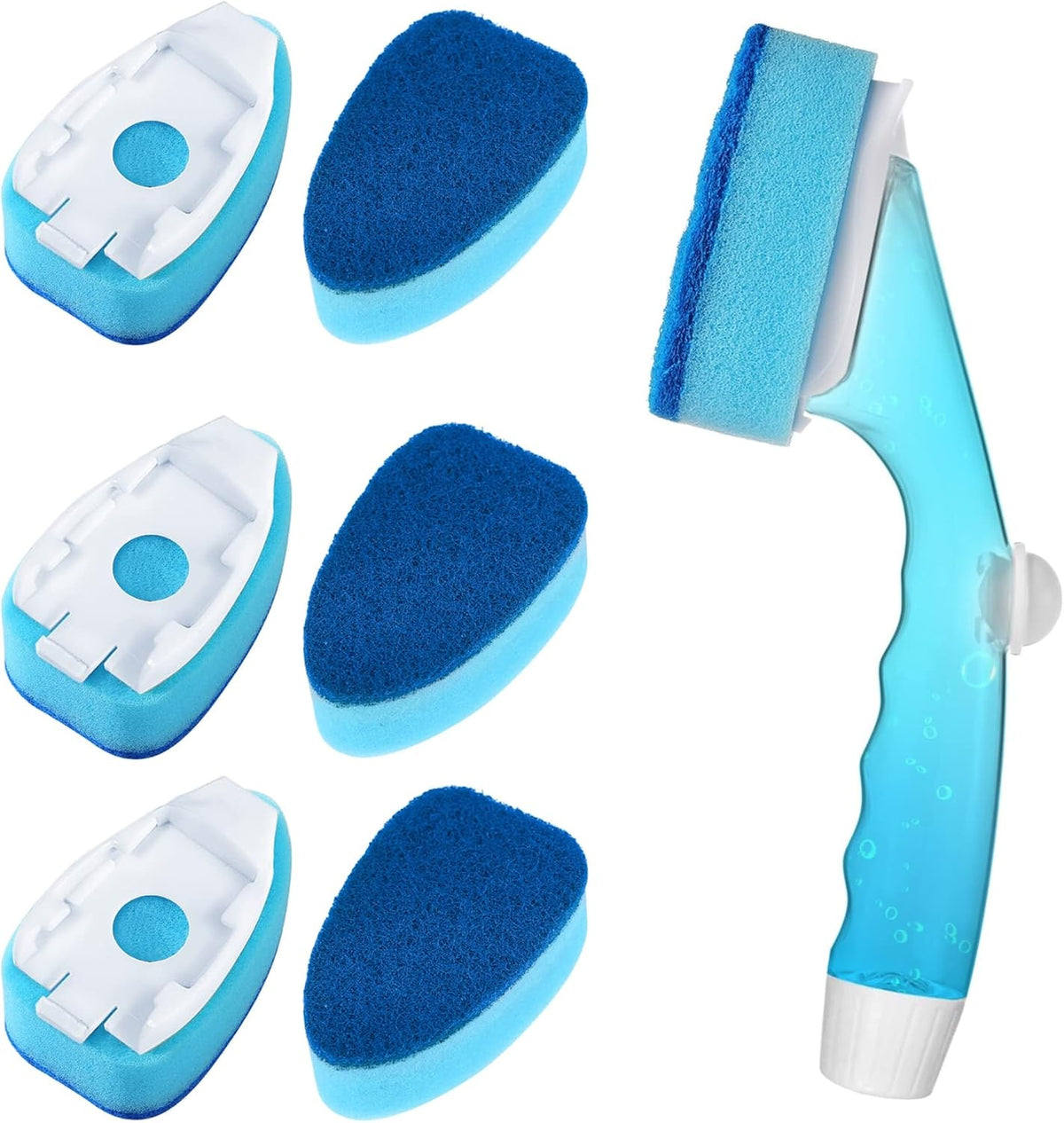 Dishwand Refill with Handle, Non Scratch Dish Wand Replacement Sponge Heads