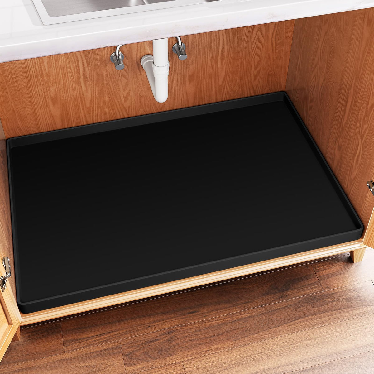 FLATO Waterproof Under Sink Mat, 34" x 22", Dark Gray