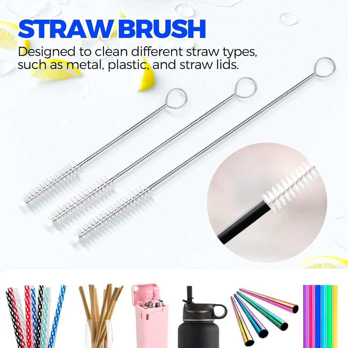 Holikme 6 Pack Dish Brush Set with Bottle Brush, Dish Scrub Brush,Gray