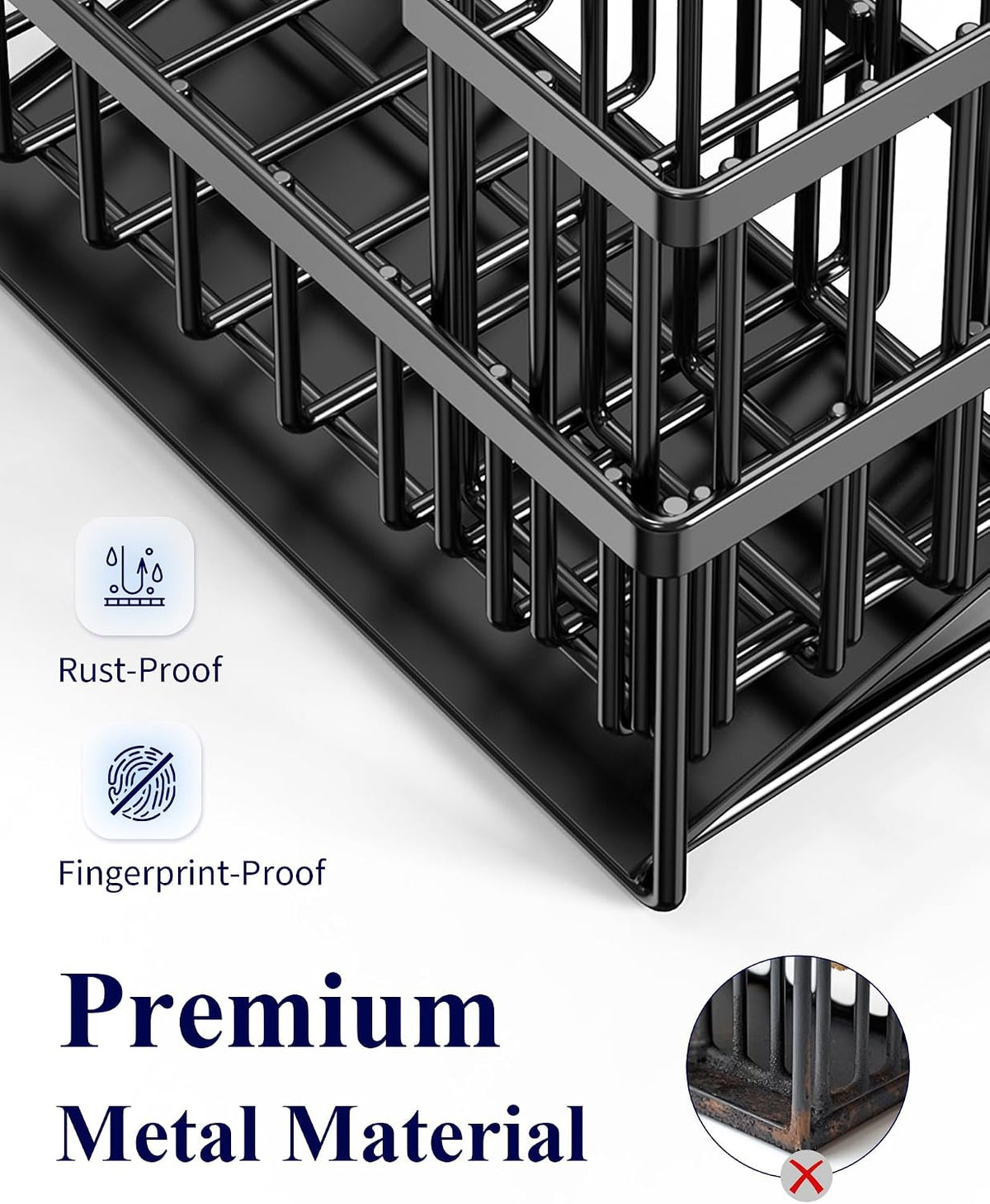 Kitsure Sponge Holder for Kitchen Sink, 7.9"x3.7"x6.2", Black