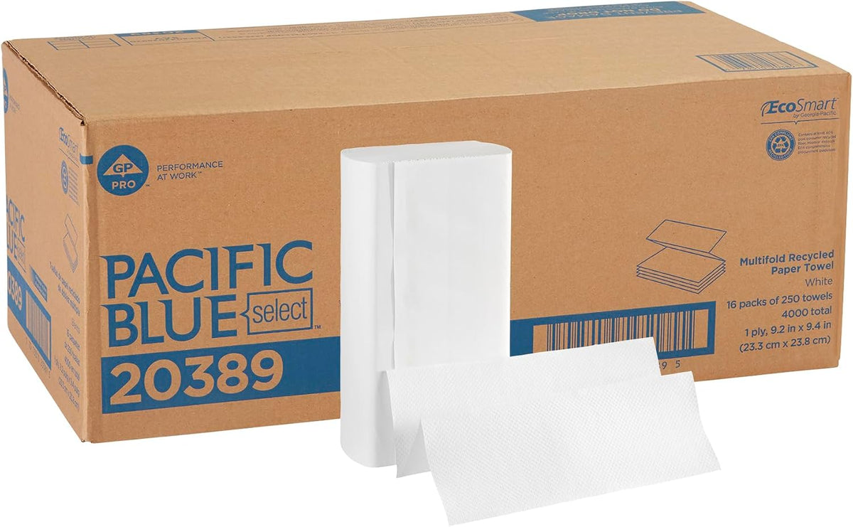 Georgia-Pacific Pacific Blue Select Multifold Paper Towels by GP PRO (Georgia-Pacific), 20389, 250 Paper Towels Per Pack, 16 Packs Per Case