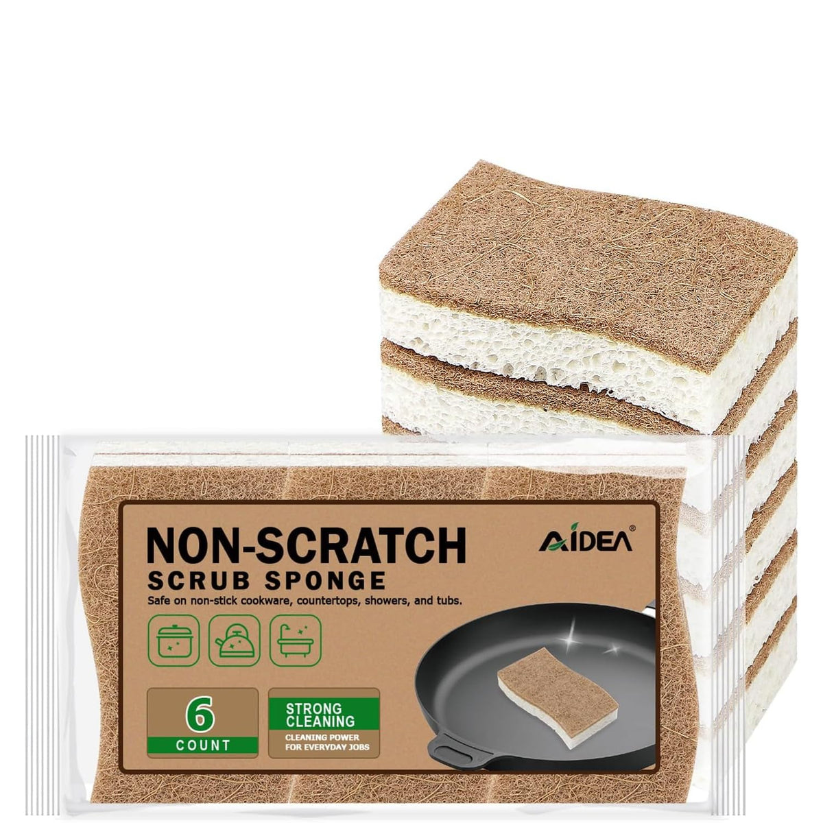AIDEA Sponges Kitchen, 9Count, Dish Sponges, Heavy-Duty Scrub Sponge