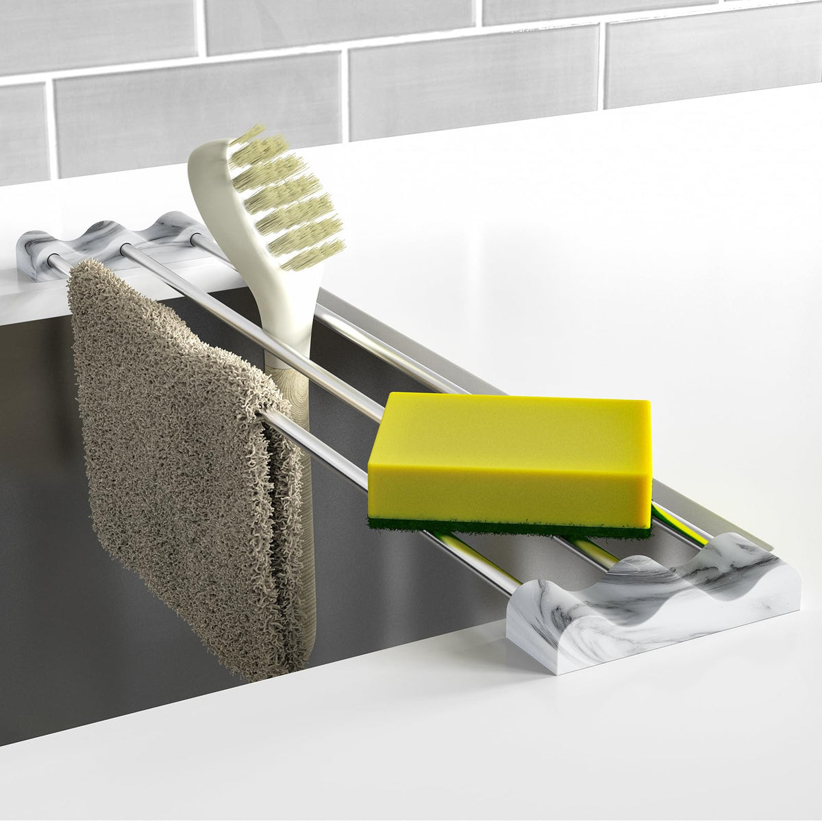 Tomorotec Adjustable Over-The-Sink Kitchen Rack, BPA-Free, Gray
