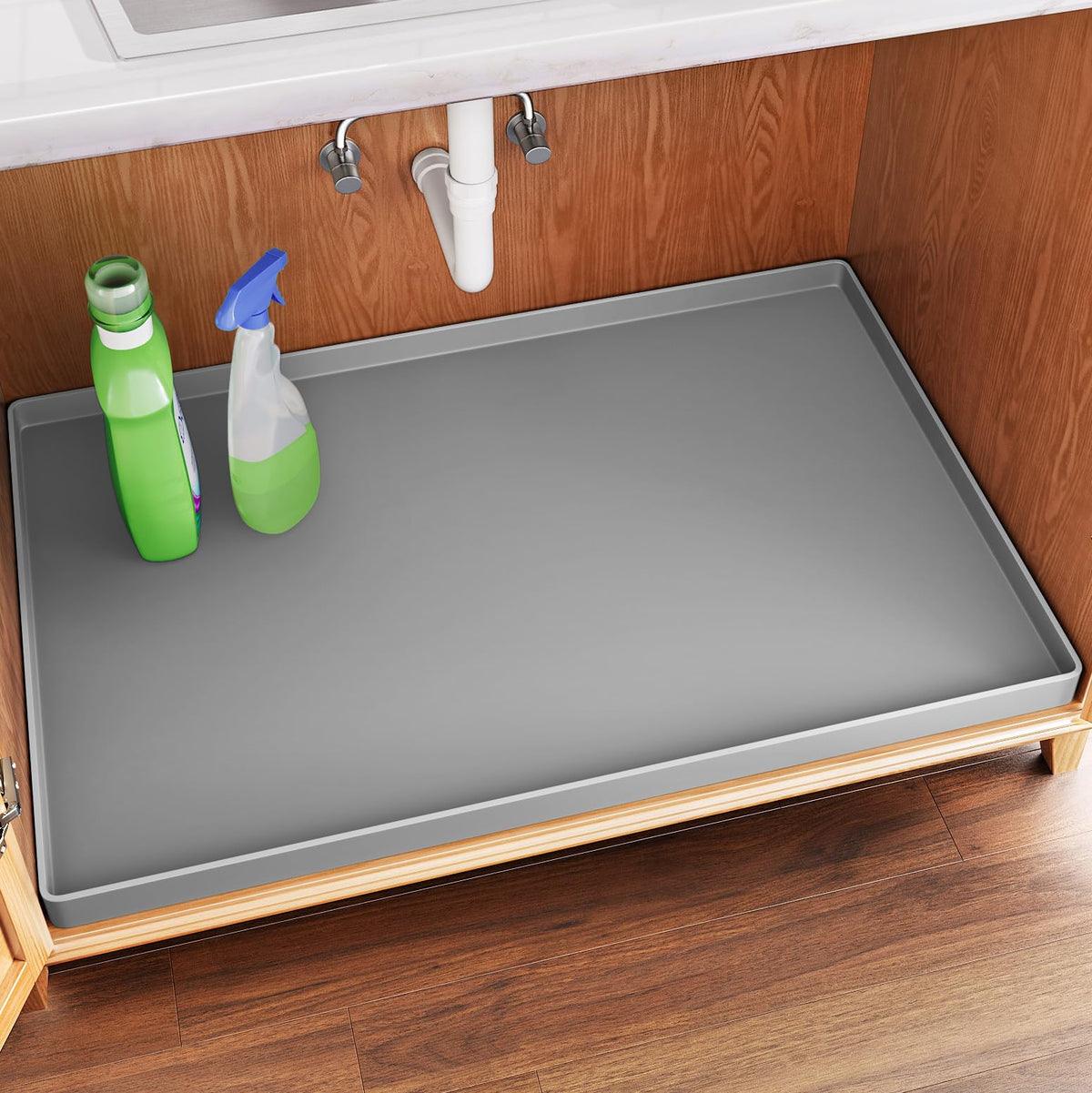 FLATO Waterproof Under Sink Mat, 34" x 22", Dark Gray