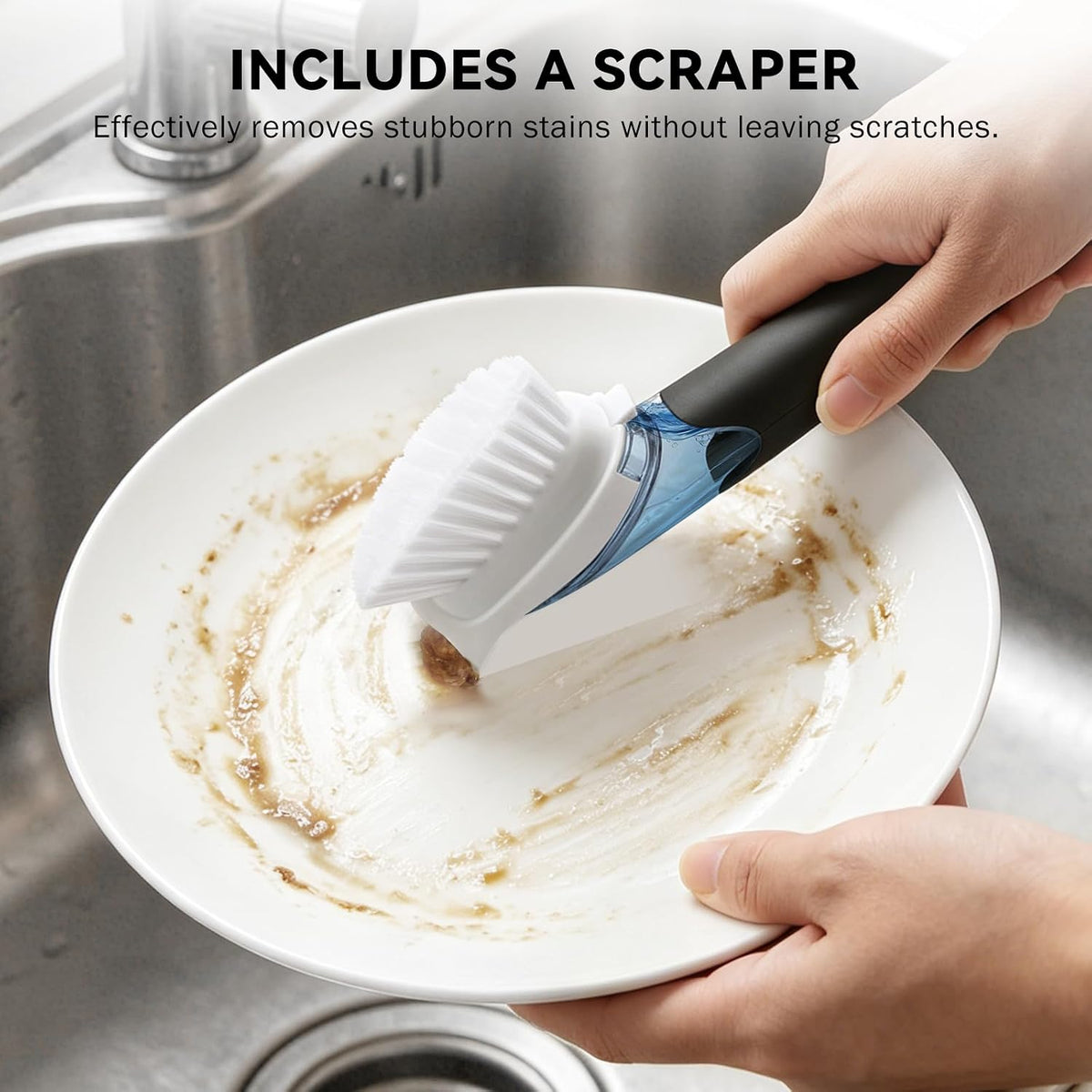 SetSail Dish Brush with Soap Dispenser, Stiff Bristles Dish Scrubber Set