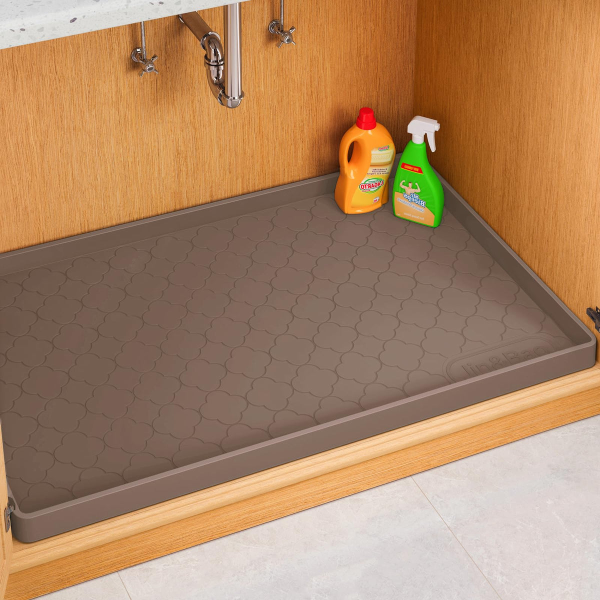 Jin&Bao Under Sink Mat 34" x 22" Waterproof Silicone Cabinet Kitchen Liner