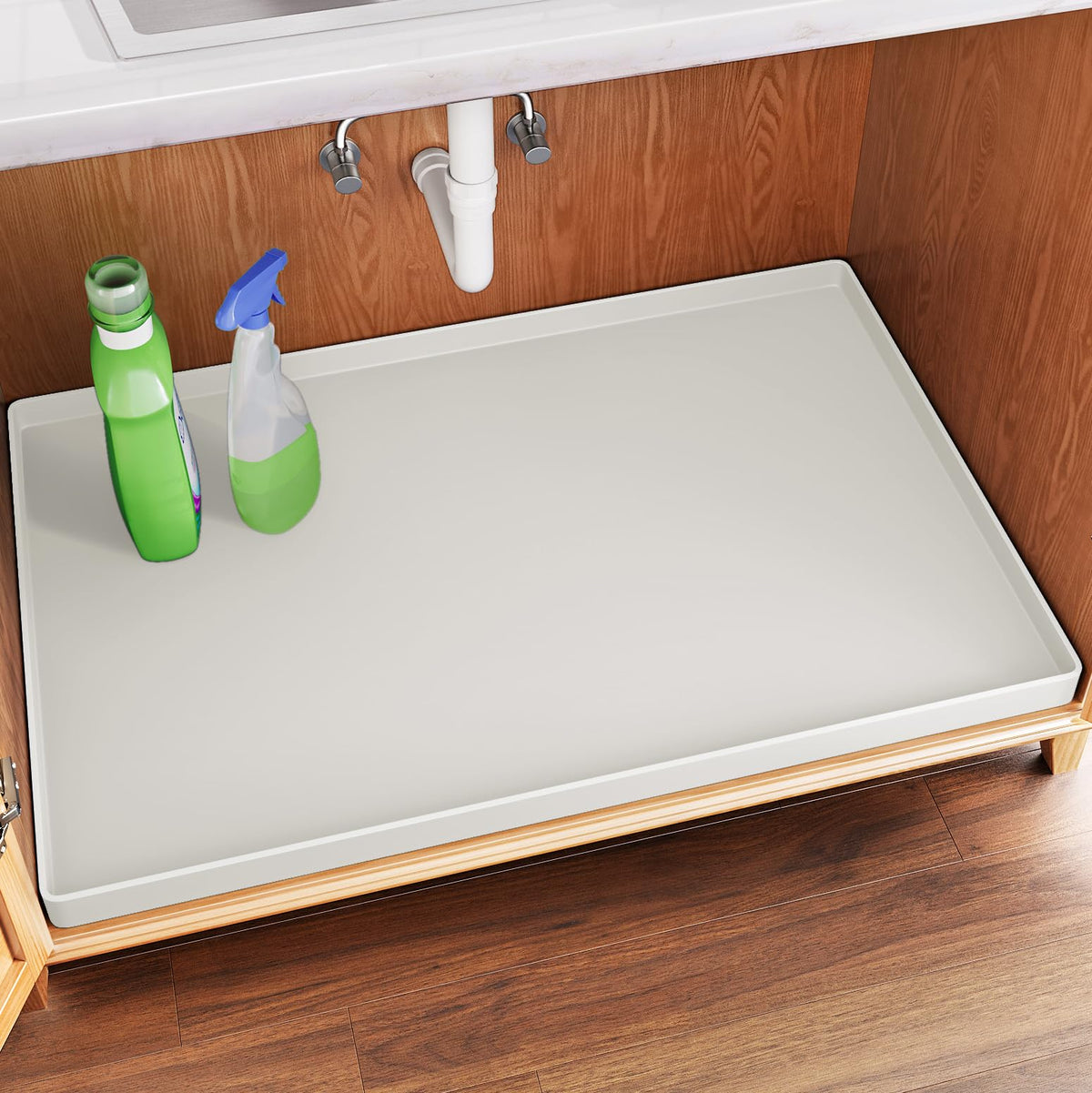 FLATO Waterproof Under Sink Mat, 34" x 22", Dark Gray