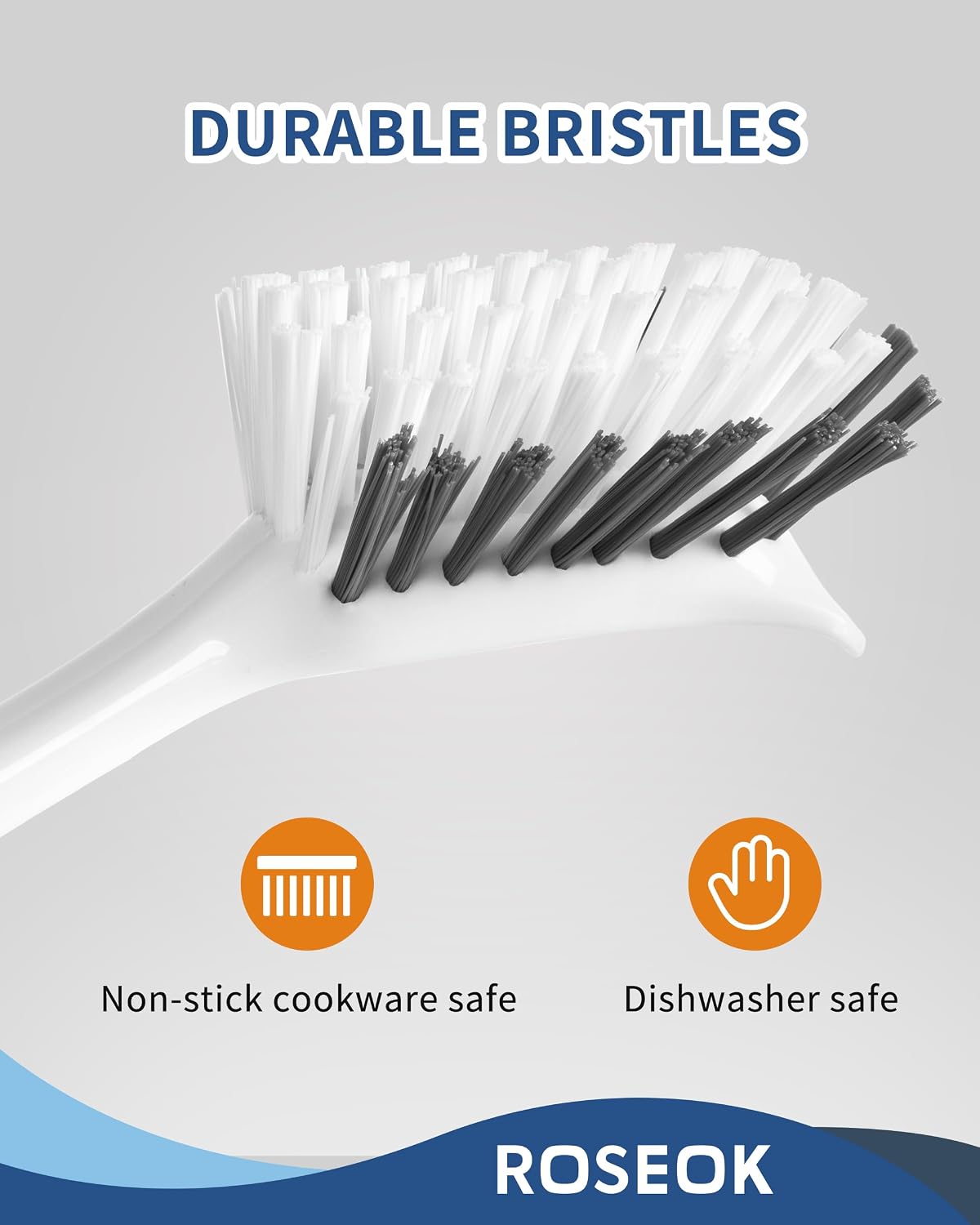 ROSEOK Dish Brush, Dish Scrubber, Nylon Bristles with Built-in Scraper