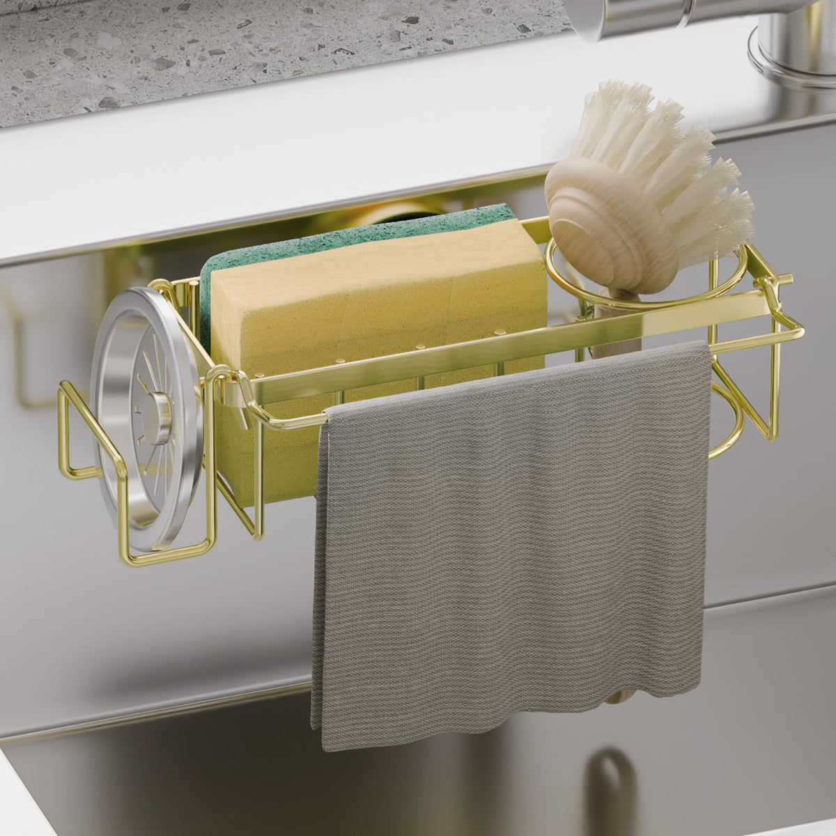 TAILI Silver Sponge Holder for Kitchen Sink with Strong Suction Cup