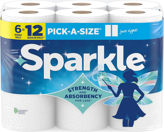 Sparkle Pick-A-Size Kitchen Paper Towels, 6 Double Rolls, 660 Sheets