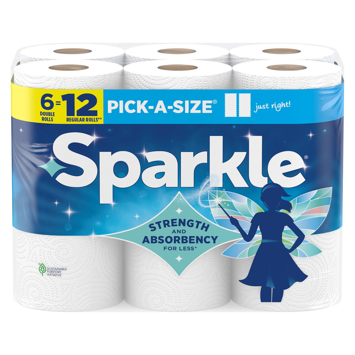 Sparkle Pick-A-Size Kitchen Paper Towels, 6 Double Rolls, 660 Sheets