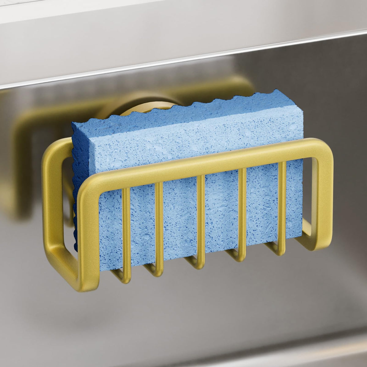 TAILI Silver Sponge Holder for Kitchen Sink with Strong Suction Cup