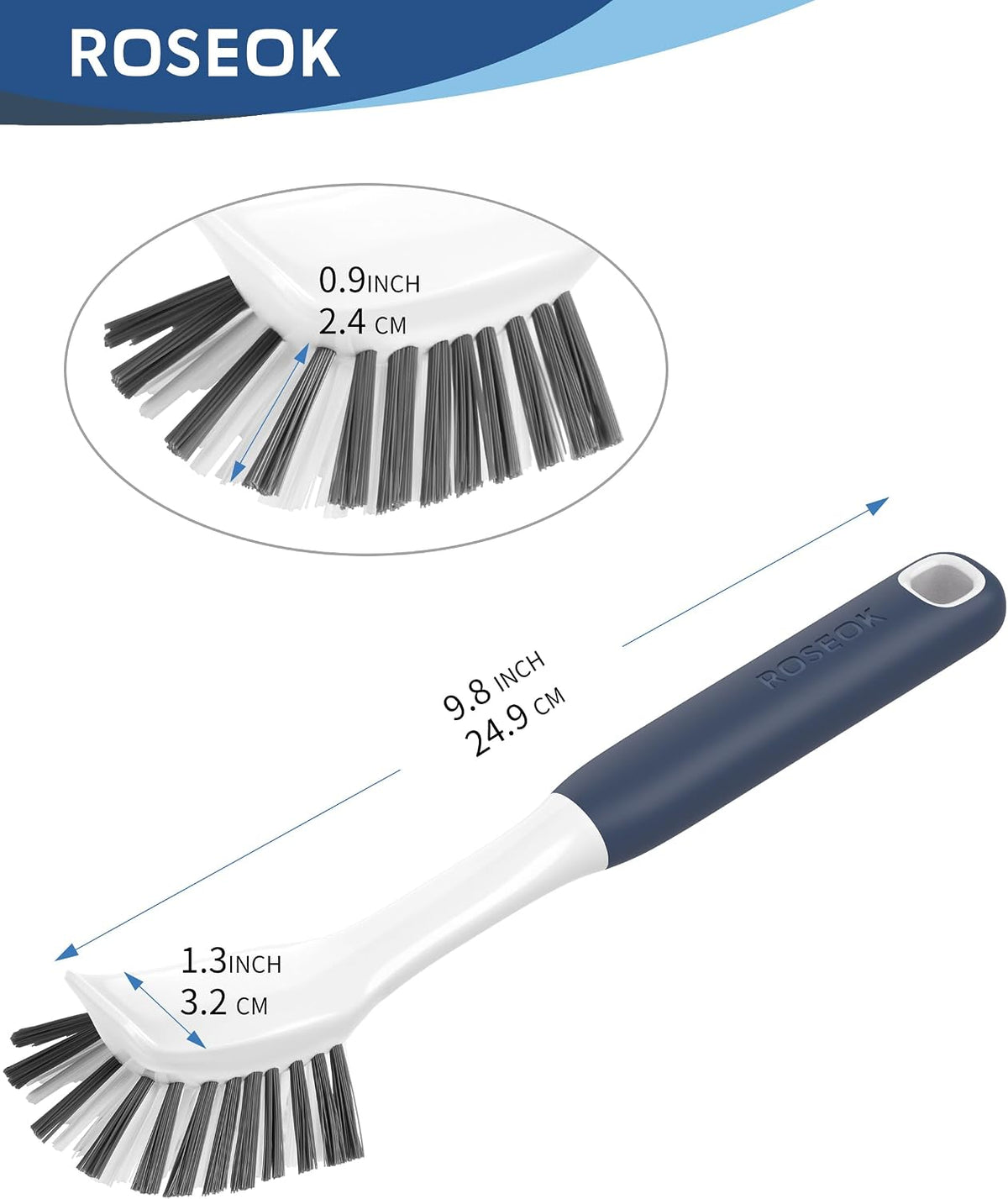 ROSEOK Dish Brush, Dish Scrubber, Nylon Bristles with Built-in Scraper