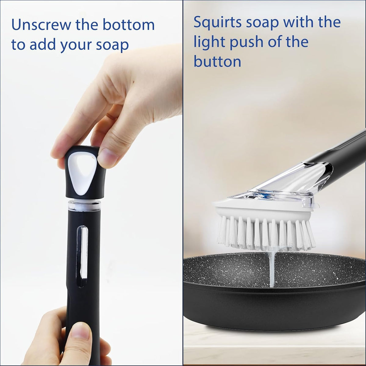 RIMAY Soap Dispensing Dish Brush Dish Scrubber with Soap Dispenser Handle