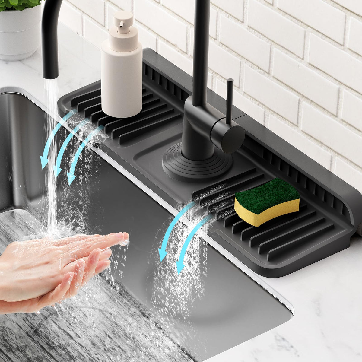 24'' Longer Faucet Mat for Kitchen Sink Water Splash Guard Behind Faucet