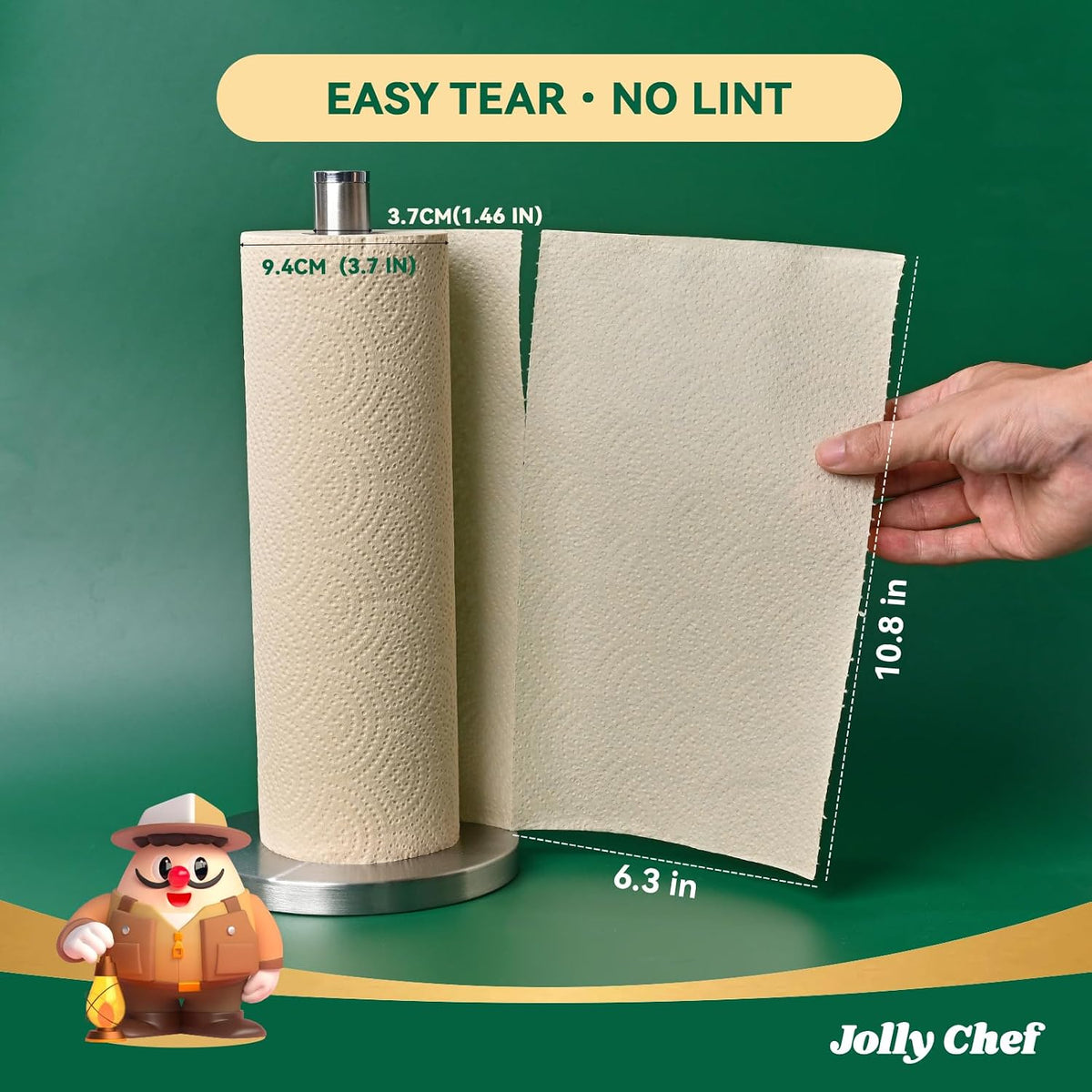 JOLLY CHEF Bamboo Paper Towels, 8 Rolls, 2 Ply, 120 Sheets, Natural Brown