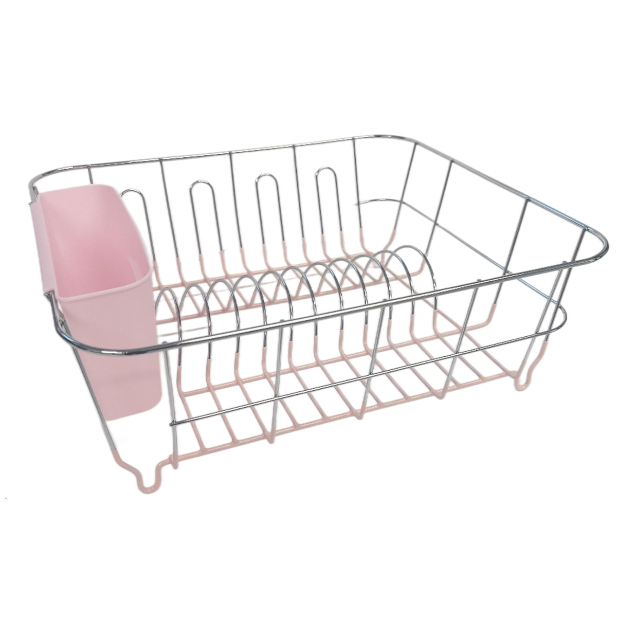 Sweet Home Collection 2 Piece Dish Drying Rack Set Drainer with Utensil Holder Simple Easy to Use Fits in Most Sinks, 14.5" x 13" x 5.25", Black