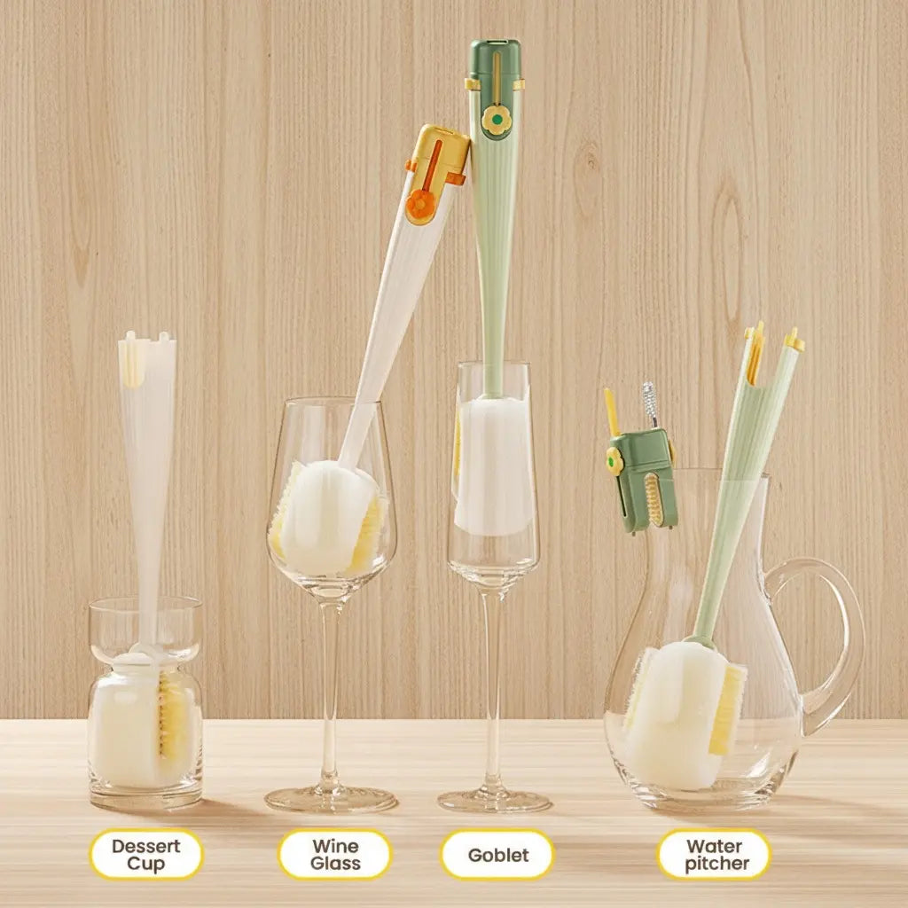 Multifunctional 5-in-1 Bottle Brush – Great for Cleaning Cup Lids & Home Kitchen Chores
