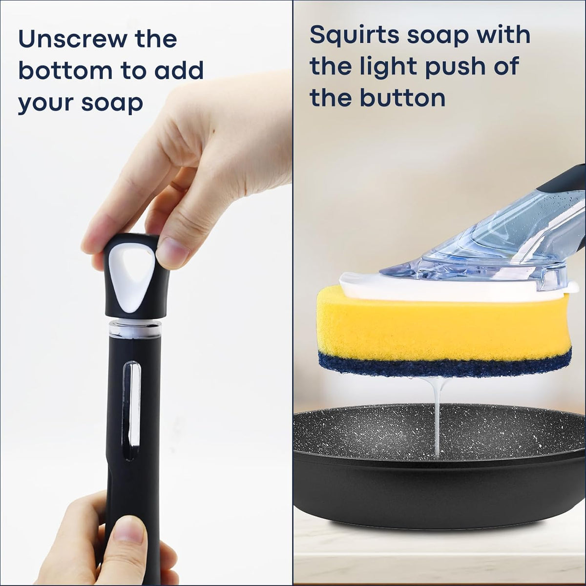 RIMAY Dish Brush with Soap Dispenser, 2 Sponge Refills and Storage Holder