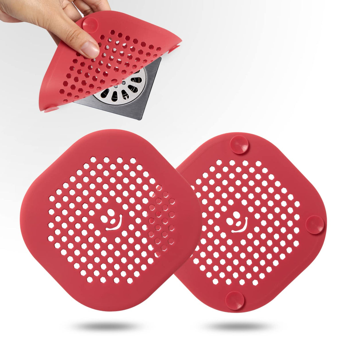 2 Pack Drain Hair Catcher Silicone Bathroom Accessories Shower Drain Protector Sink Drain Strainer Hair Stopper for Shower Kitchen Bathroom Tub Grey