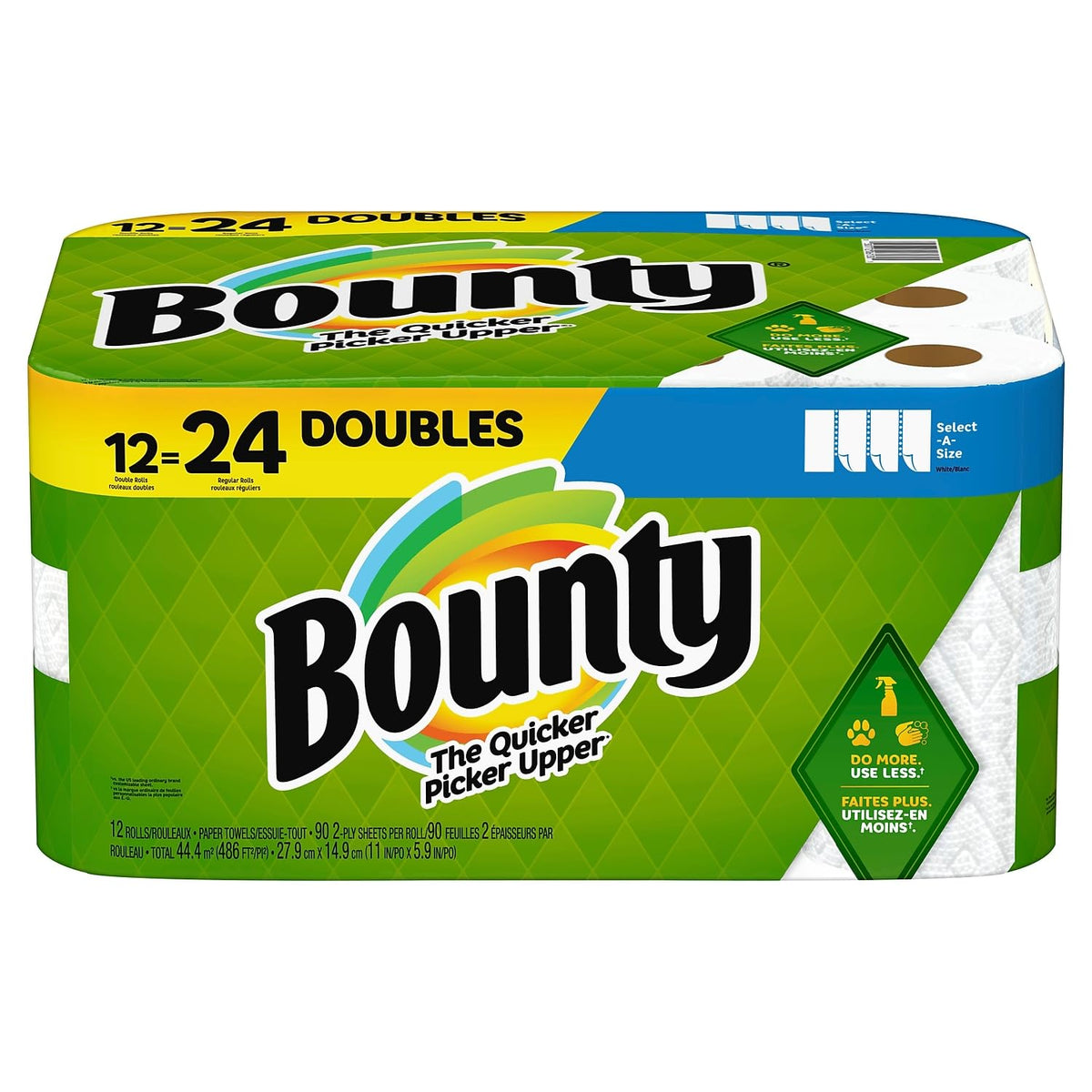 Bounty Paper Towels Select-A-Size, White, 2 Double Plus Rolls = 5 Regular Rolls