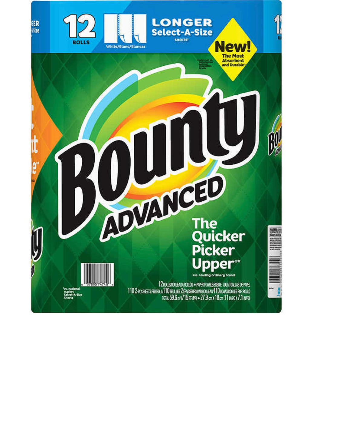 Bounty Essentials Select-A-Size Paper Towels, White, 6 Triple Rolls = 18 Regular Rolls