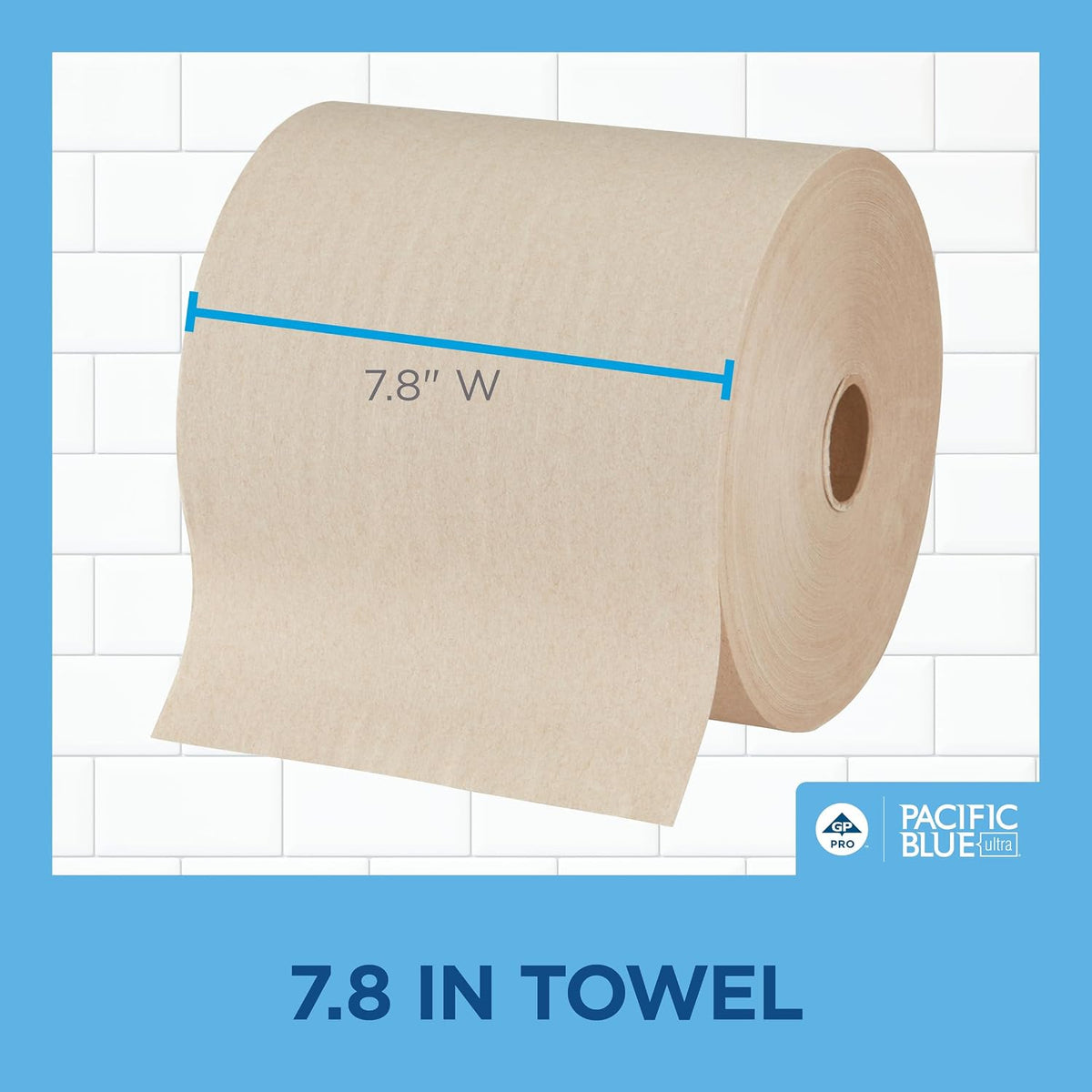 Georgia-Pacific Pacific Blue Ultra 8" High-Capacity Recycled Paper Towel Rolls by GP PRO (Georgia-Pacific); Brown; 26496; 1;150 Linear Feet Per Roll; 3 Rolls Per Case