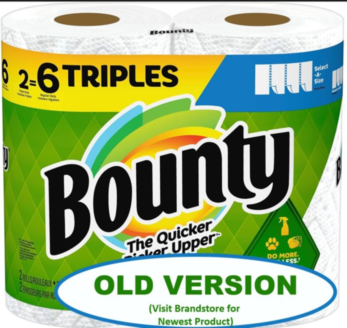 Bounty Paper Towels Select-A-Size, White, 2 Double Plus Rolls = 5 Regular Rolls