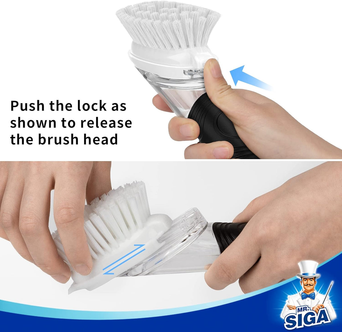 MR.SIGA Soap Dispensing Dish Brush Storage Set, Kitchen Brush with Holder