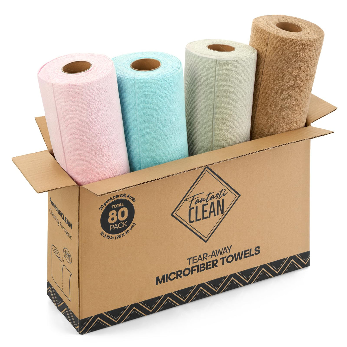 Fantasticlean Kitchen Towels Roll, 40 Sheets, 10''x 10'' (Beige, MossGreen)