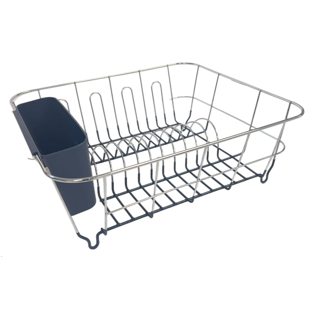 Sweet Home Collection 2 Piece Dish Drying Rack Set Drainer with Utensil Holder Simple Easy to Use Fits in Most Sinks, 14.5" x 13" x 5.25", Black