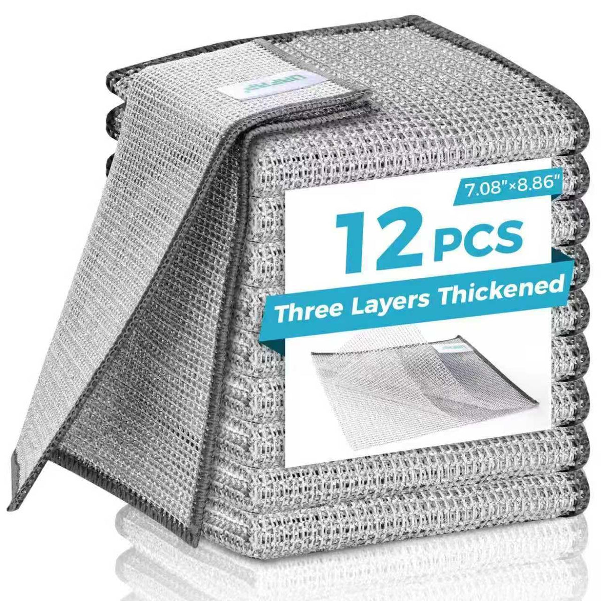 Forggon Non Scratch Wire Dishcloth,New Upgrade 3-Layer,12pcs,7.08"X8.86"